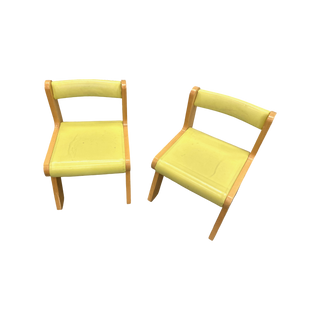 Children's Wooden Chairs with Green Upholstery (Set of 2)