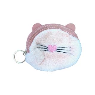 Plush Cat Face Coin Purse with Keyring