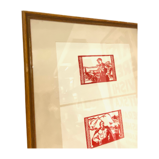 Framed Triptych Red Print Artwork