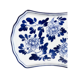 Blue and White Floral Rectangular Plate